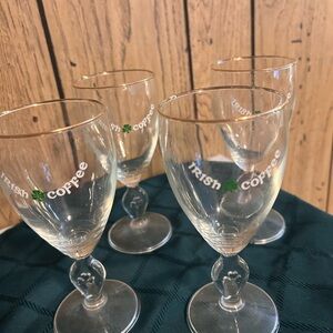 Elegant Irish Coffee Glass Set with Shamrock Stem